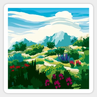 Colorful Mountain Landscape Sticker